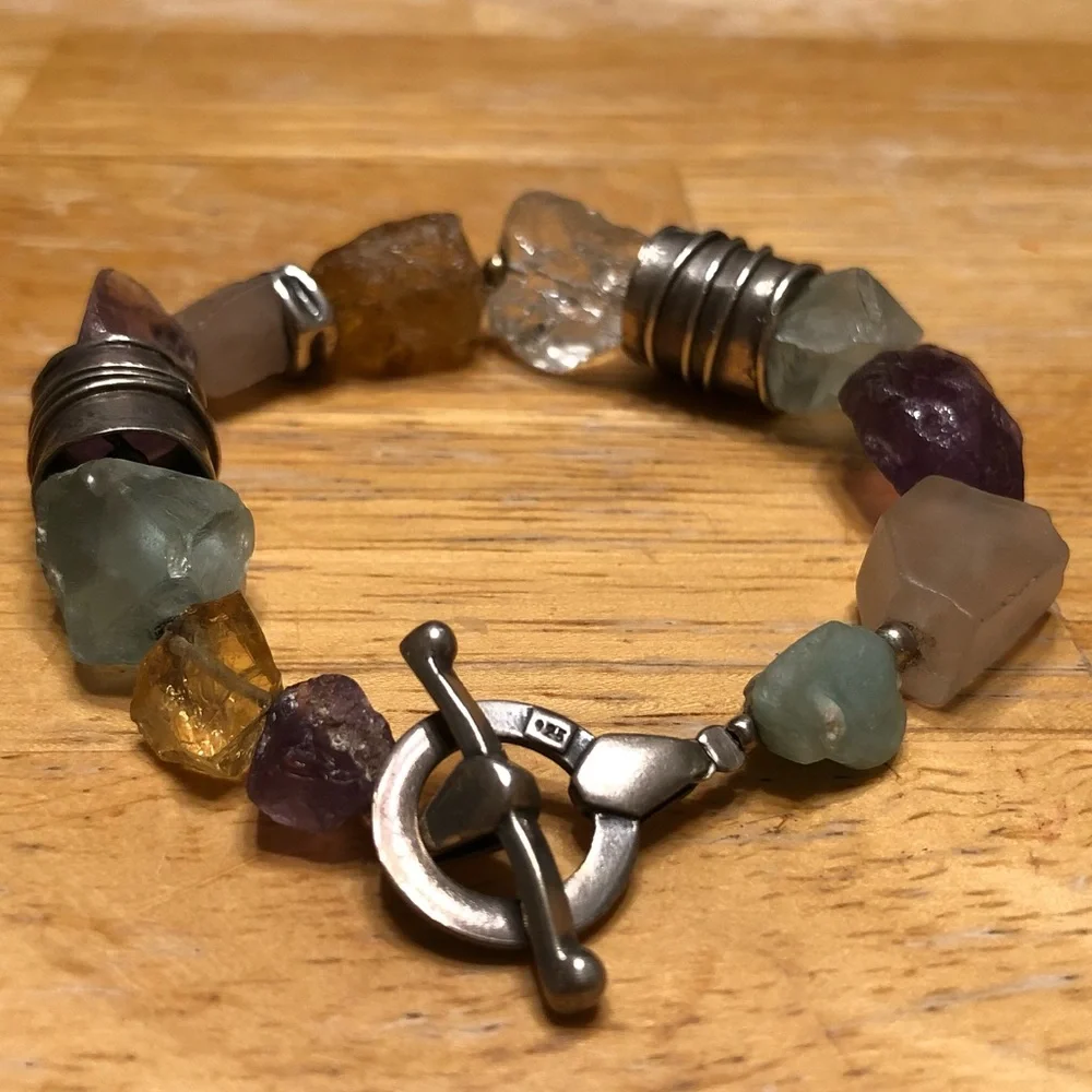 Vintage Silpada Citrine Amethyst Sterling Silver Gold-Filled Bead Bracelet B0710 - Picture 15 of 16